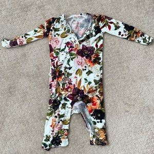 Posh peanut limited floral onesie w/ headband